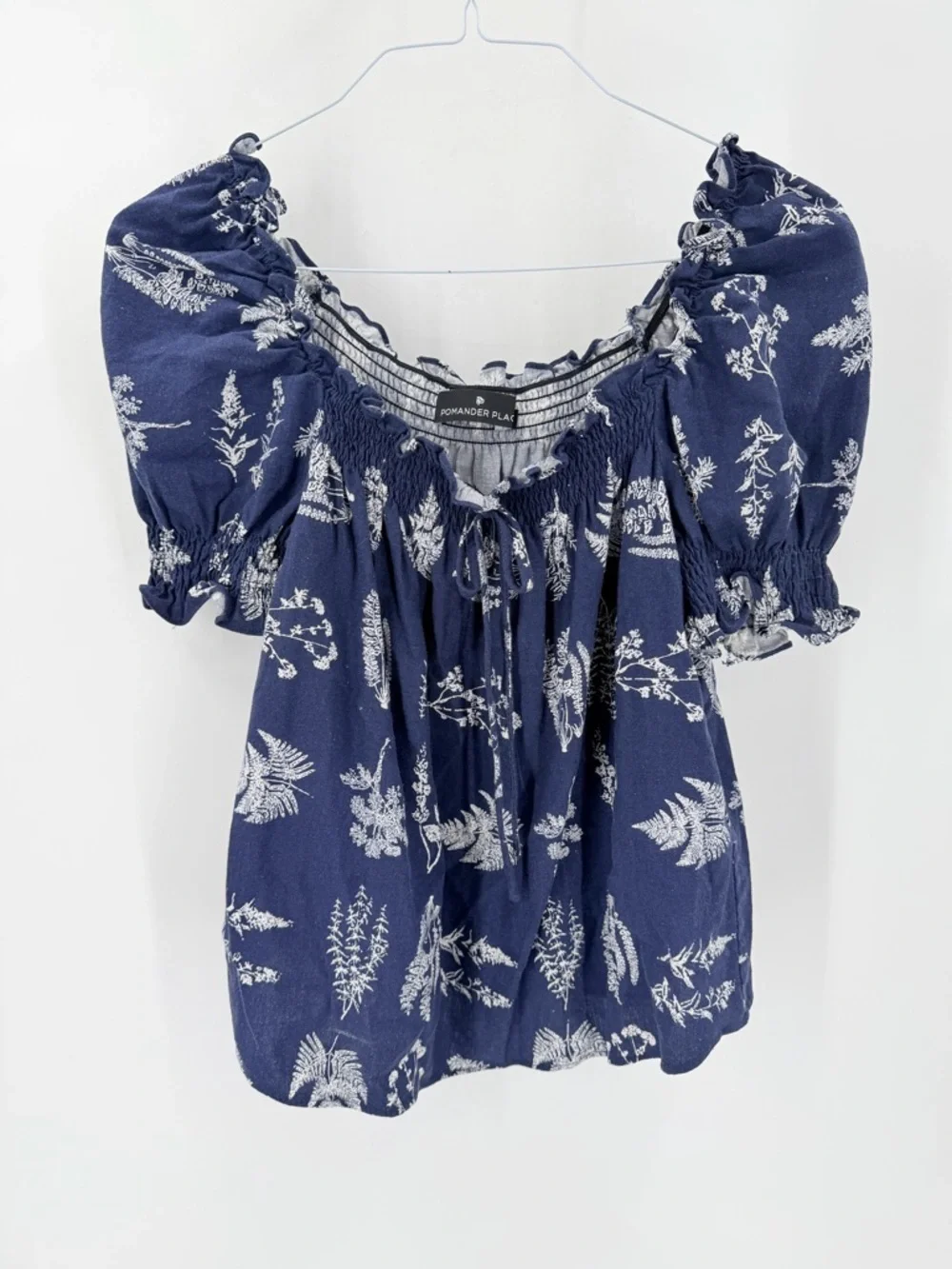 Tuckernuck Pomander Place Blue White Floral Tie Beaufort Botanical Blouse